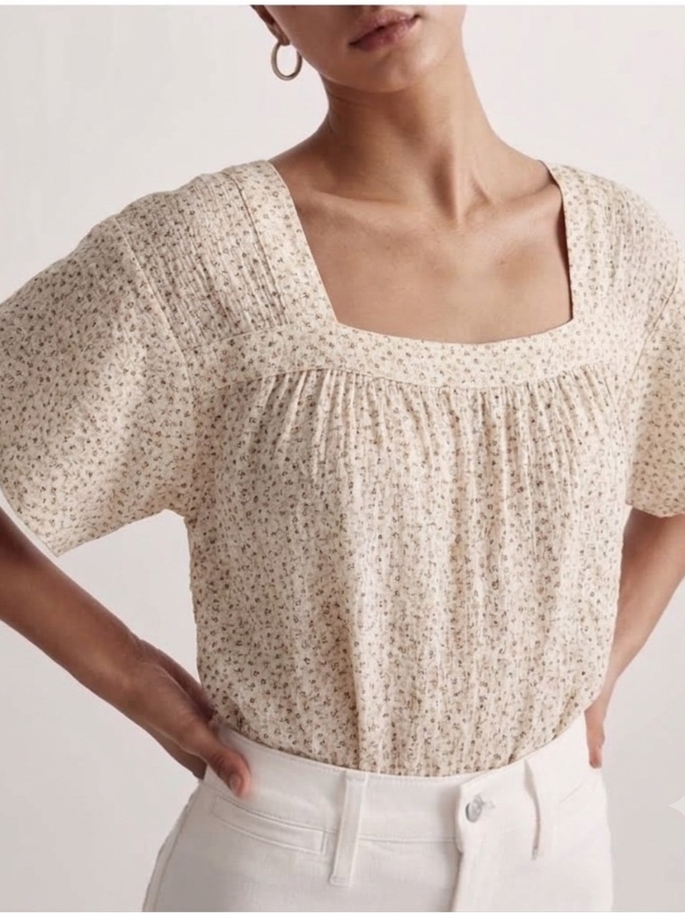 Madewell Square-Neck Short-Sleeve Popover Top- Ditsy Floral